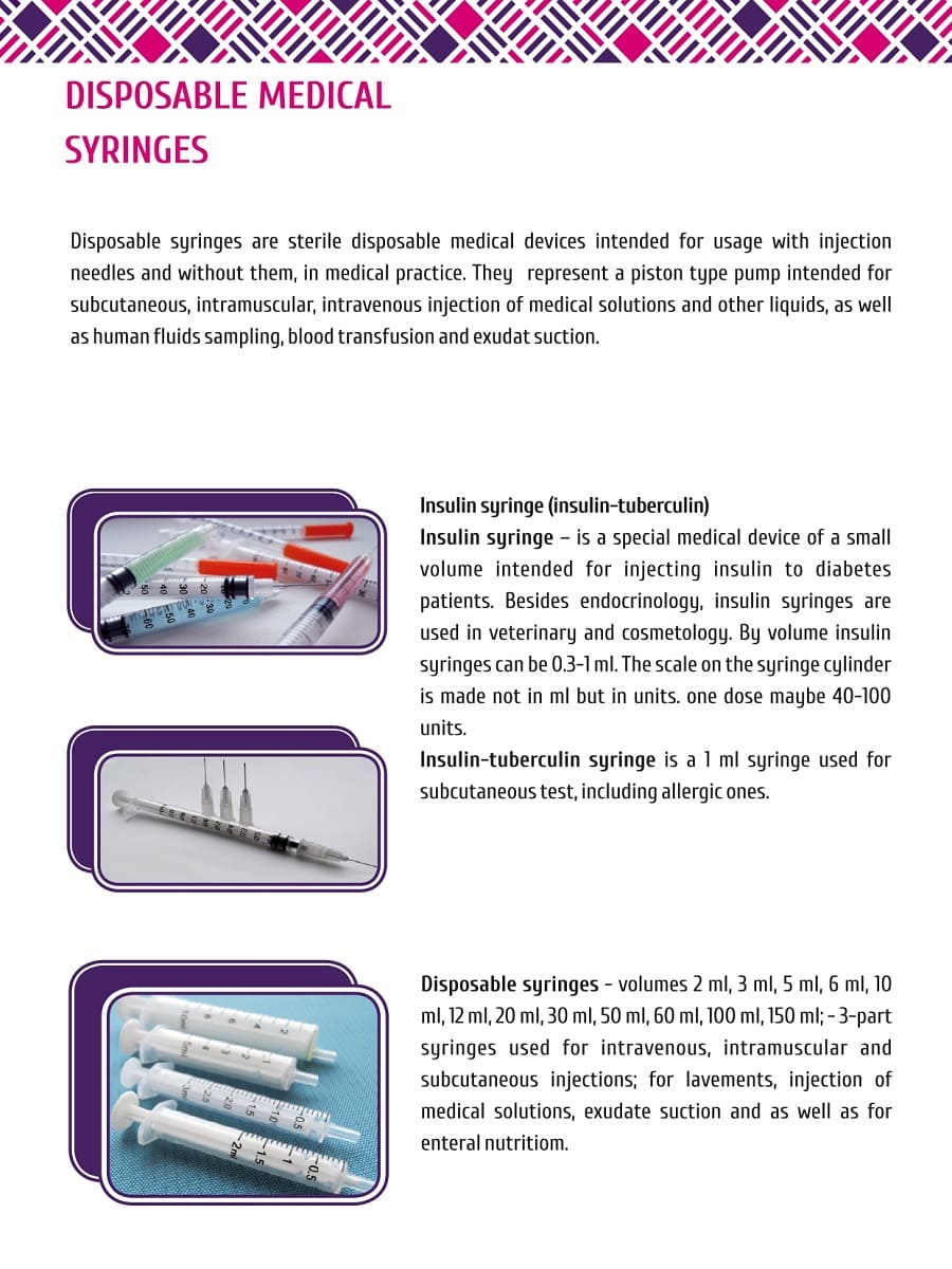 Disposable medical syringes